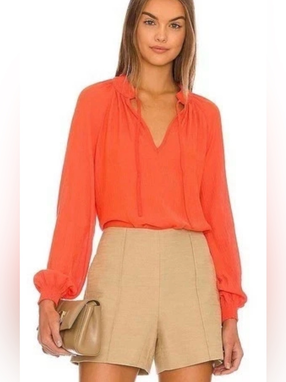 Brochu Walker Italy Amaia Orange Lightweight Tunic Long Sleeve Size XS
